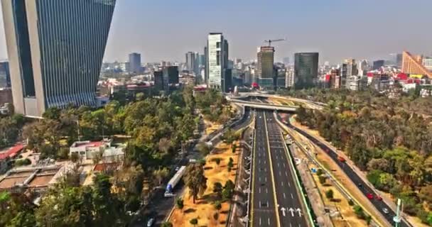 Cidade México Voar Drone V93 Aéreo Longo Estrada Multi Pistas — Vídeo de Stock