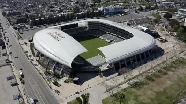 Створення Аерофотосесії Банк Каліфорнійського Футбольного Стадіону Лос Анджелесі — стокове відео