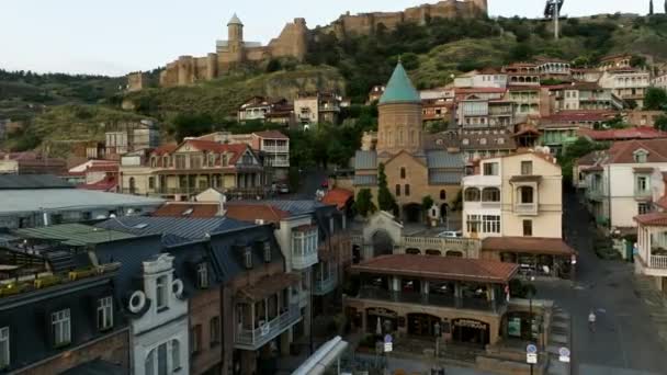 Veduta Aerea Della Città Vecchia Tbilisi Con Fortezza Narikala Georgia — Video Stock