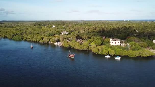 Watamu Daki Mangrove Ormanının Havadan Görünüşü Turistik Cazibe Kenya Eşsiz — Stok video