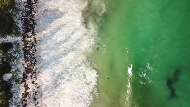 Πάνω Προς Κάτω Θέα Του Παραδεισένιου Τοπίου Λευκή Αμμώδης Παραλία — Αρχείο Βίντεο