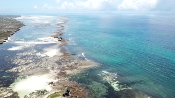 Krásná Letecká Panoramata Malebného Pobřeží Watamu Letní Slunečný Volný Den — Stock video