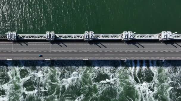 Porte Chiuse Della Schelda Orientale Protegge Contro Inondazioni Zelanda Aerea — Video Stock