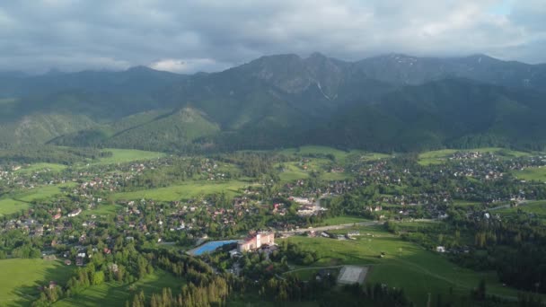 Pohled Údolí Gubalowky Gubalowka Krajinný Převis Zasněžených Polských Tatranských Hor — Stock video