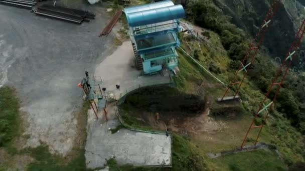 Swing End World Breath Taking Experience Baos Ecuador Aerial Drone — стоковое видео