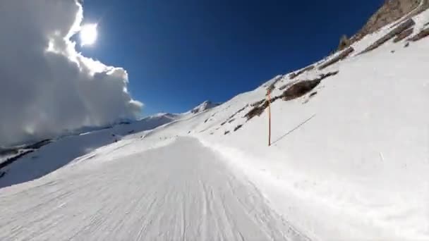 360 Gopro View Timelapse Uma Pista Esqui Nos Alpes Suíços — Vídeo de Stock