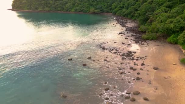 Veduta Aerea Drone Della Spiaggia Con Alberi Rocce Acque Cristalline — Video Stock