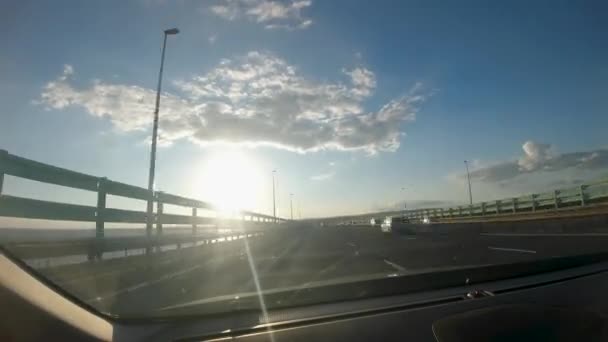 Timelapse Hyperlapse Dashcam Car Footage Severn Prince Wales Bridge Wales — Stockvideo