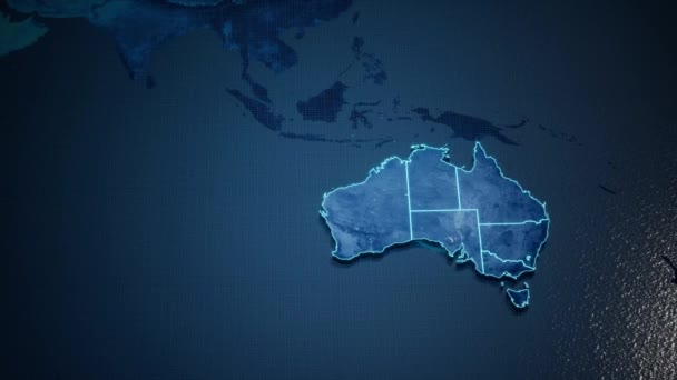 Streszczenie Geometryczna Koncepcja Futurystyczna Mapa Australii Granicami Jako Bazgroły Niebieski — Wideo stockowe