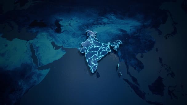 Abstrato Conceito Futurista Geométrico Mapa Índia Com Fronteiras Como Rabiscos — Vídeo de Stock