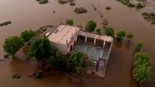 Безпілотний Постріл Підводного Житлового Суспільства Сінд Після Сильних Мусонних Дощів — стокове відео