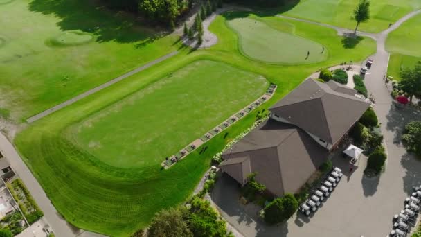 Golfbana Övningsområde Med Driving Range Och Putting Green Country Club — Stockvideo