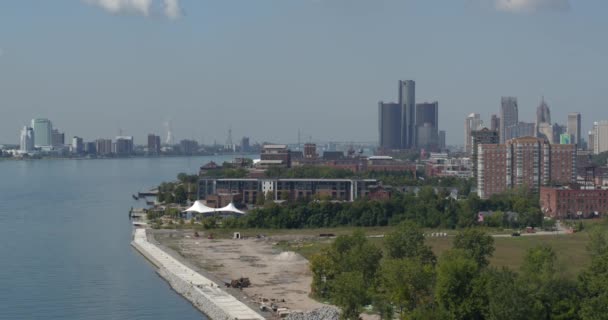 Detroit Nehri Nden Insansız Hava Aracı Görüntüsü — Stok video