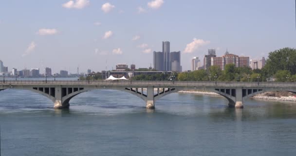 Vista Drone Detroit Partir Rio Detroit — Vídeo de Stock