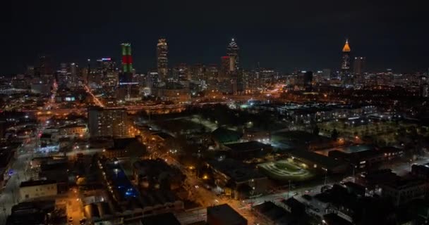 Atlanta Aerial V796 Hyperlapse Flyover O4W Nachbarschaft Erfasst Komplexen Belebten — Stockvideo