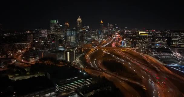 Atlanta Havalimanı V810 Gece Hipersüratli Üstgeçit Şehir Merkezi Çevre Yolu — Stok video