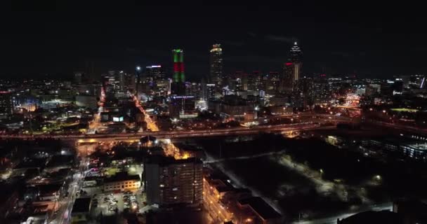 Atlanta Aerial V787 Cinematic Reverse Flyover Sweet Auburn O4W Neighborhoods — Stock Video