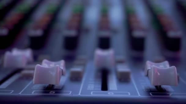 Sliding Closeup Shot Mixing Desk Concert — Stock Video