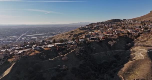 Salt Lake City Utah V69 Aéreo Cinemático Baixo Nível Sobrevoo — Vídeo de Stock