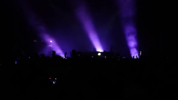 Etapa Fiesta Nocturna Con Luces Neón Actuando Para Los Fans — Vídeos de Stock