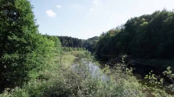 Letecký Výstřel Řeky Ardenách Severní Francii Záběry Řeky Francouzském Kanálu — Stock video