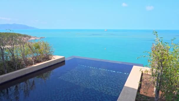 Infinito Piscina Villa Privada Acima Mar Caribe Conceito Férias Tropicais — Vídeo de Stock