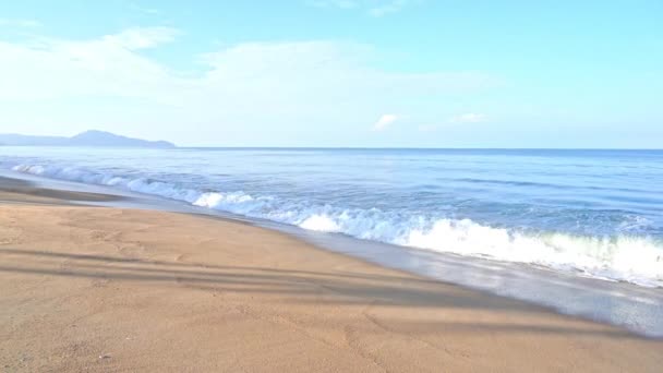 Καραϊβική Θάλασσα Κύματα Breaking Long Empty Sandy Tropical Beach Αργή — Αρχείο Βίντεο