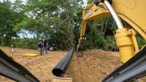 Pov Mientras Opera Excavadora Hidráulica Para Usar Cubo Para Cavar — Vídeos de Stock