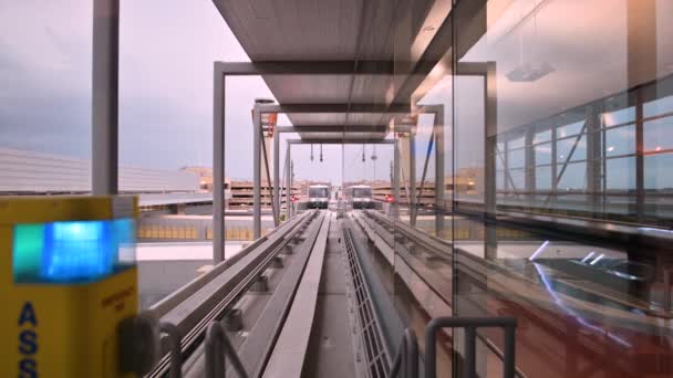 Phx Sky Train Arriveert Station Phoenix Airport — Stockvideo