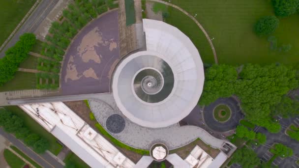 Slow Spin Drone Shot Top Spire Temple Independence Missouri Church — Stok Video