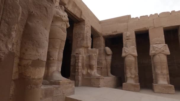 Blick Auf Die Antiken Statuen Freilichtmuseum Des Karnak Tempels Luxor — Stockvideo