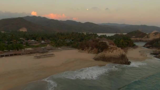 Beautiful Island Camping Beach Maruata Michoacán México Aerial Drone Shot — Vídeos de Stock