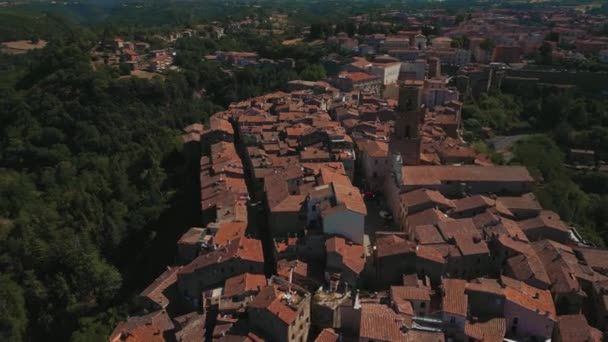 Voando Sobre Famosa Cidade Toscana Pitigliano Construída Sobre Rochas Tufa — Vídeo de Stock