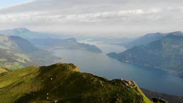 Sorvolo Aereo Del Niederbauen Chulm Uri Svizzera Con Vista Sulle — Video Stock