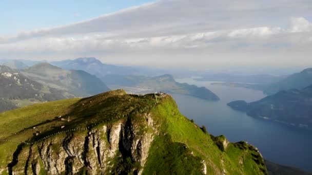 Veduta Aerea Niederbauen Chulm Uri Svizzera Con Una Vista Rivelatrice — Video Stock