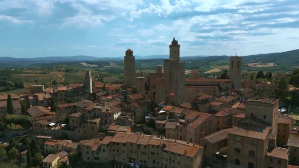 Famosa Ciudad Turística Antigua Toscana Medieval San Gimignano Con Varias — Vídeos de Stock