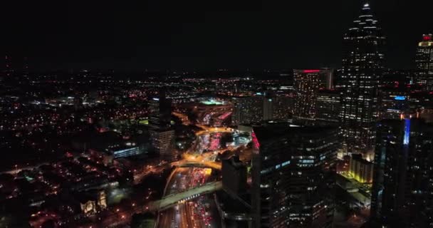 Atlanta Aerial V791 Flyover Metropolitní Oblasti Zachycení Dopravní Zácpy Dálnici — Stock video