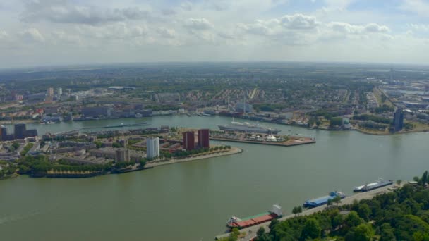 Strzał Drona Kierunku Portu Rotterdam — Wideo stockowe