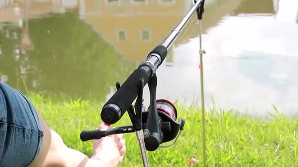 Fishing Fishing Rod Equipment Stock Footage — Stock Video