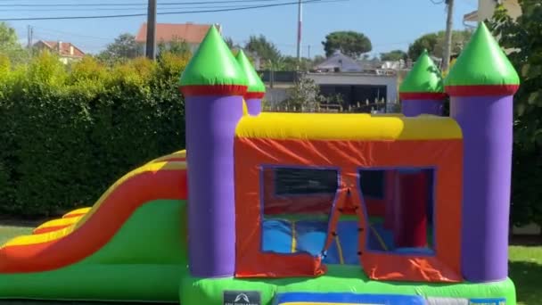 Air Colour Big Castle Ready Receive Kids Party — Stock Video