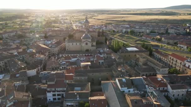 Terugtrekken Luchtfoto Drone Van Kathedraal Van Ciudad Rodrigo Historische Oude — Stockvideo
