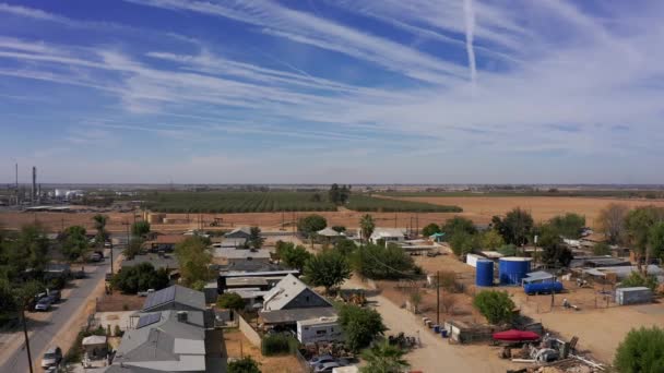 Bred Panorering Luftfoto Fattigt Kvarter Det Centrale Californien – Stock-video