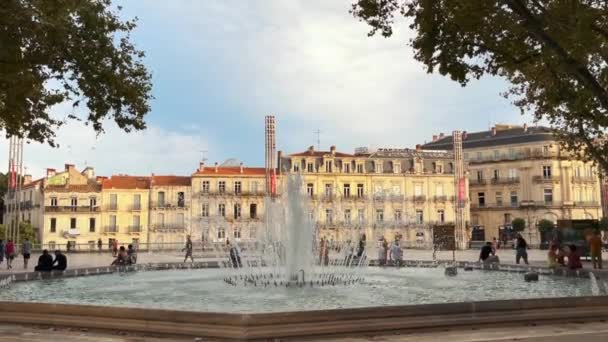 Montpellier Fransa Güzel Bir Çeşme — Stok video
