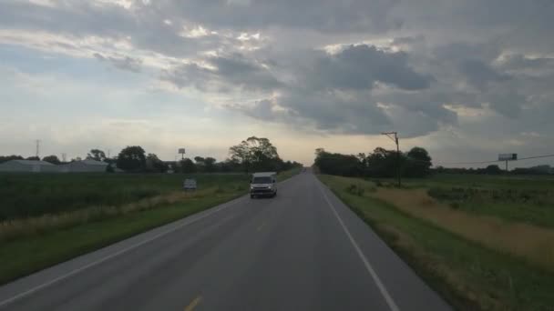 Traveling Chicago Illinois Area Suburbs Streets Highways Pov Mode Rural — стоковое видео
