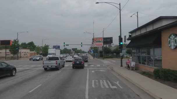 Baleado Num Camião Que Vira Direita Chicago Illinois — Vídeo de Stock