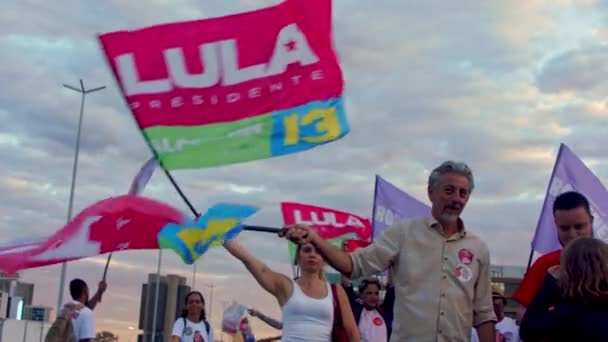Front Runner Presidenziale Luiz Inacio Lula Chiede Sostenitori Scendere Strada — Video Stock