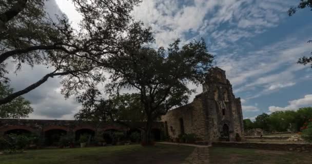 Mission Espada San Antonio Texas Wide Angle Timelapse — Stock Video