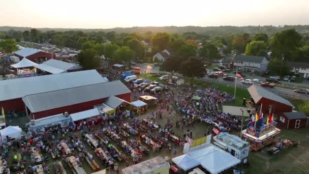 American Flag Outdoor Concert Venue Rural State Country Fair Carnival — Stock Video