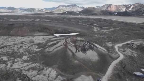 Flygfoto Över Stutur Krater Höglandet Island Dra Dig Tillbaka — Stockvideo