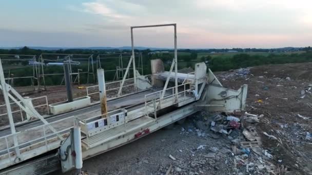 Desperdício Lixo Local Descarga Aterro Sanitário Equipamentos Para Gestão Resíduos — Vídeo de Stock